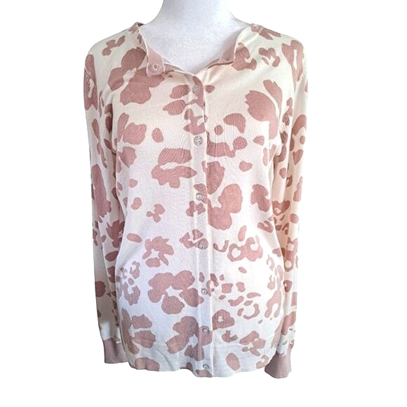Daniel Rainn Anthropologie Cheetah Print Cardigan Sweater Medium Viscose Blend M - Picture 1 of 8